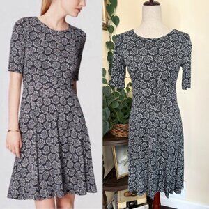 Loft Gray Paisley Fit & Flare Dress sz SP Small Petite NEW without tags